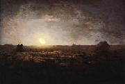 Jean Francois Millet The Sheep Meadow, Moonlight oil painting on canvas